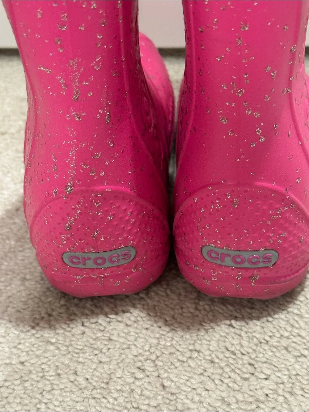 CROCS Kids Hot Pink Glitter Waterproof Pull-On Boots